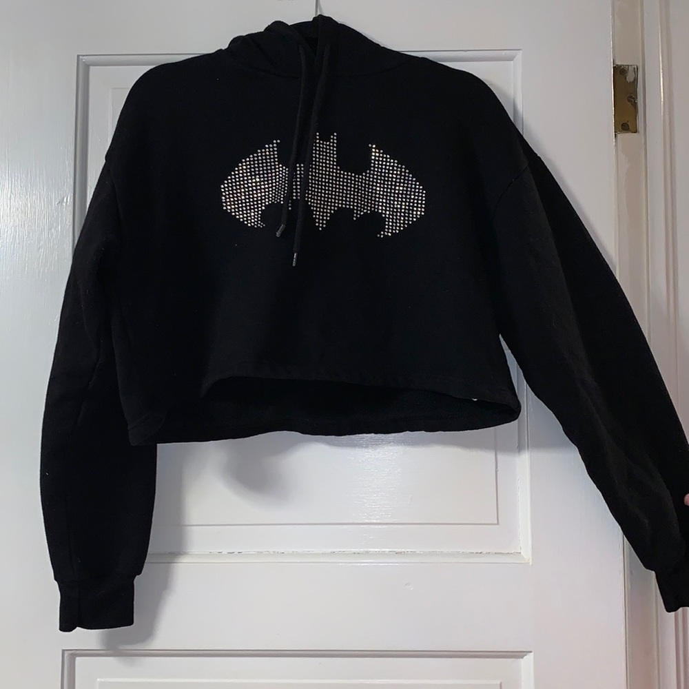 medium Forever 21 Batman bling crop pullover hoodie